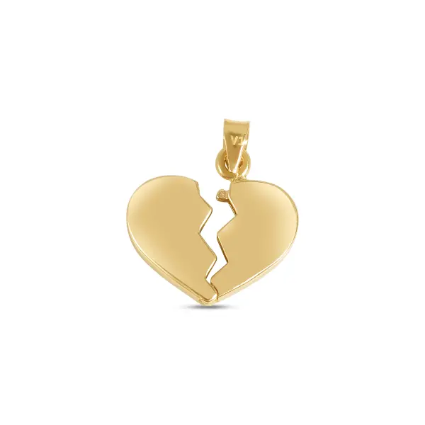 Pandantiv aur 14K model inima franta Broken Heart Embrace