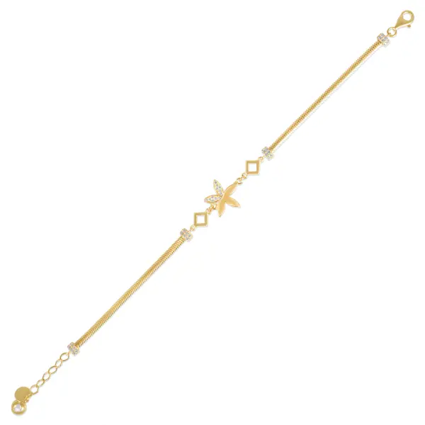 Bratara aur 14K cu floare si pietre Zirconia Liora Bloom