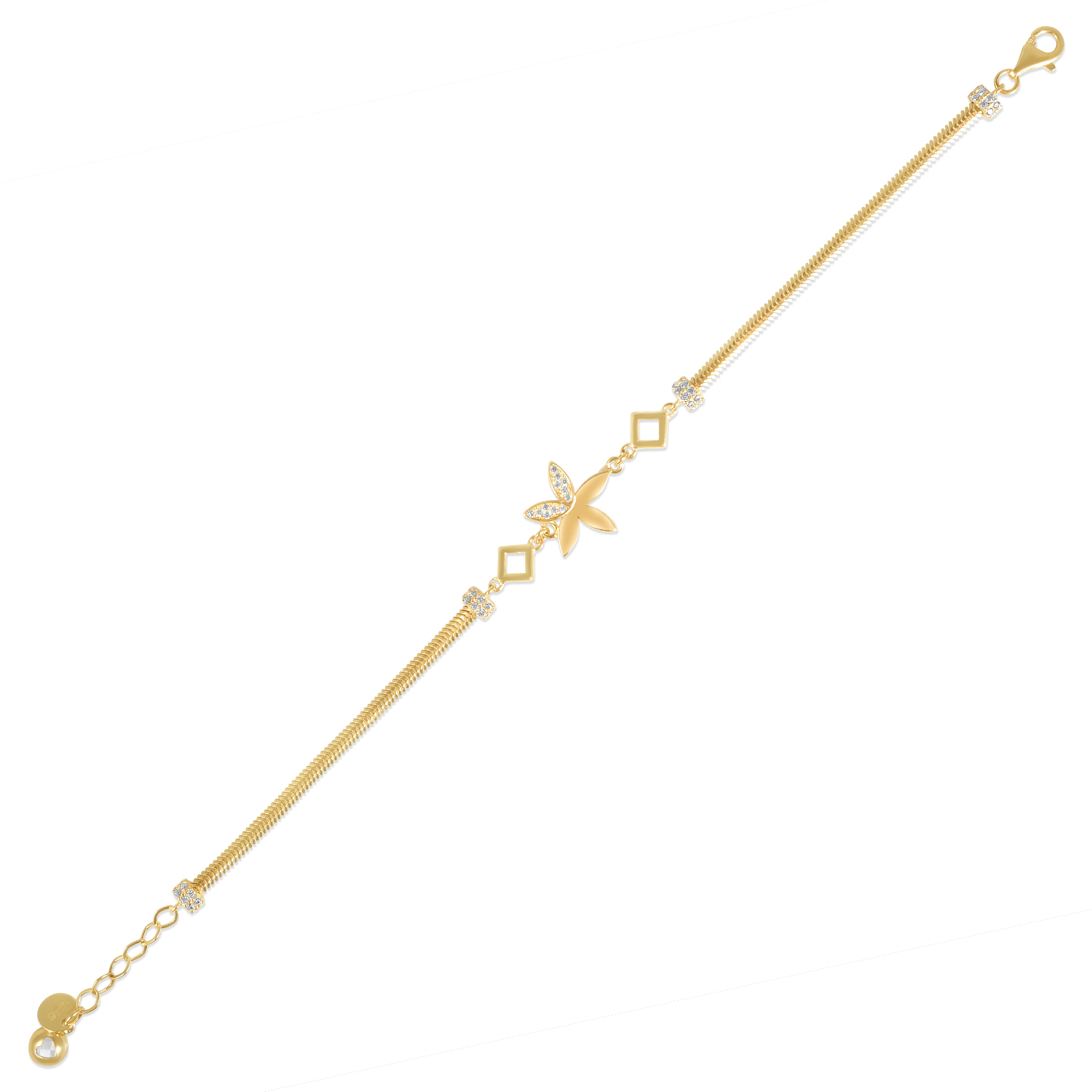 Bratara aur 14K cu floare si pietre Zirconia Liora Bloom
