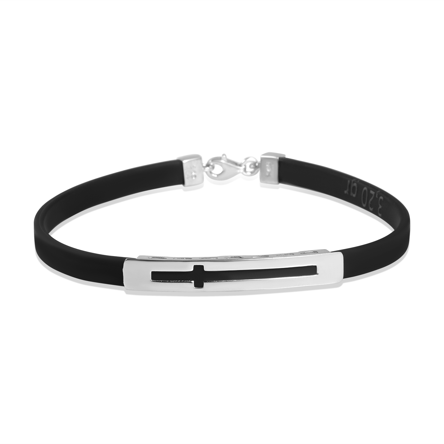 Bratara aur 14K cu silicon negru Cross Line