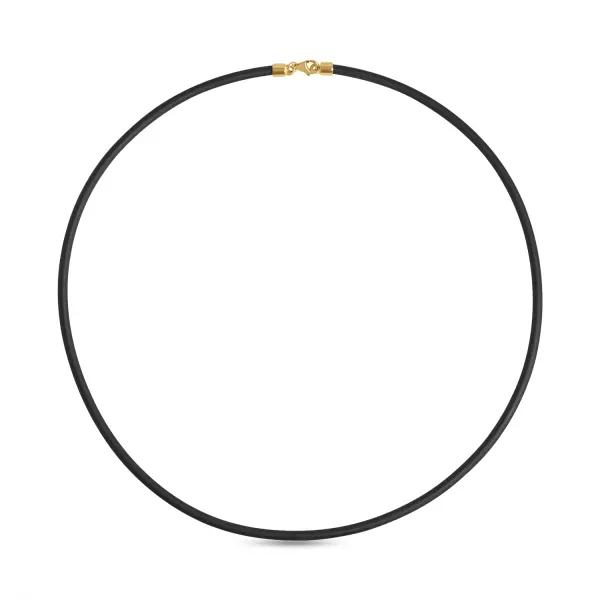 Colier aur 14K cu silicon negru Black Line