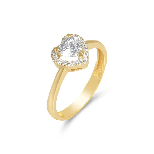 Inel aur 14K cu pietre Zirconia Heart Glow