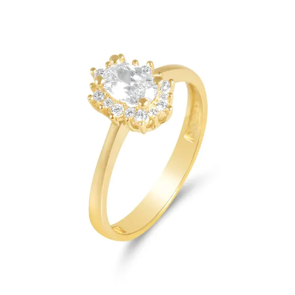 Inel aur 14K cu pietre Zirconia Pure Blossom