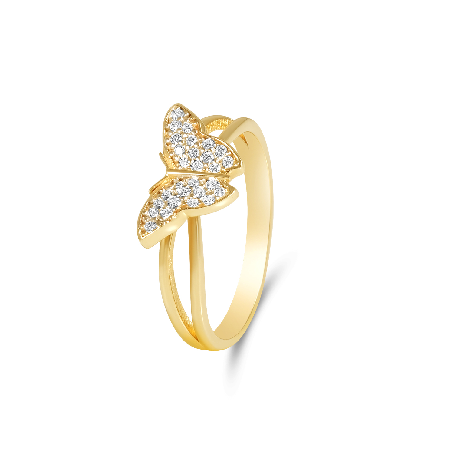 Inel aur 14K cu fluture si pietre Zirconia Butterfly Spark