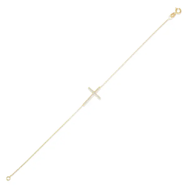 Bratara aur 14K cu cruce Cross Sparkle