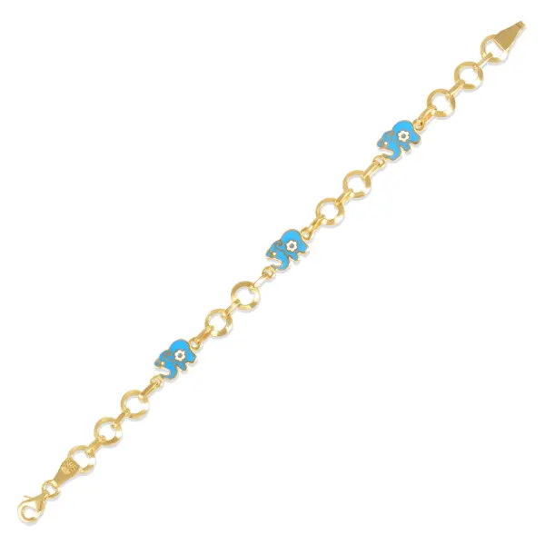 Bratara aur 14K cu elefanti Blue Elephant Charm