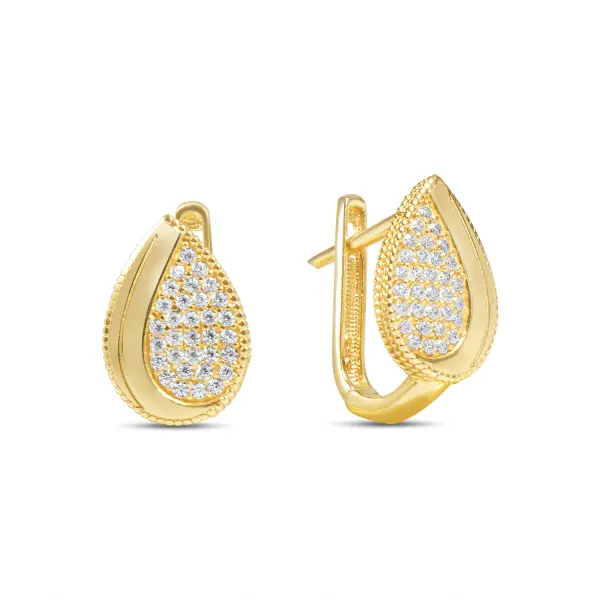 Cercei aur 14K cu pietre Zirconia Crystal Drop