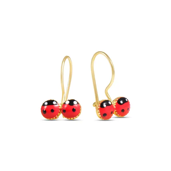 Cercei aur 14K cu email Little Ladybugs