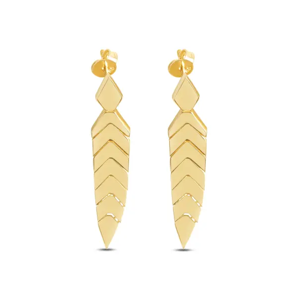 Cercei aur 14K in forma de frunza Golden Leaf Contour