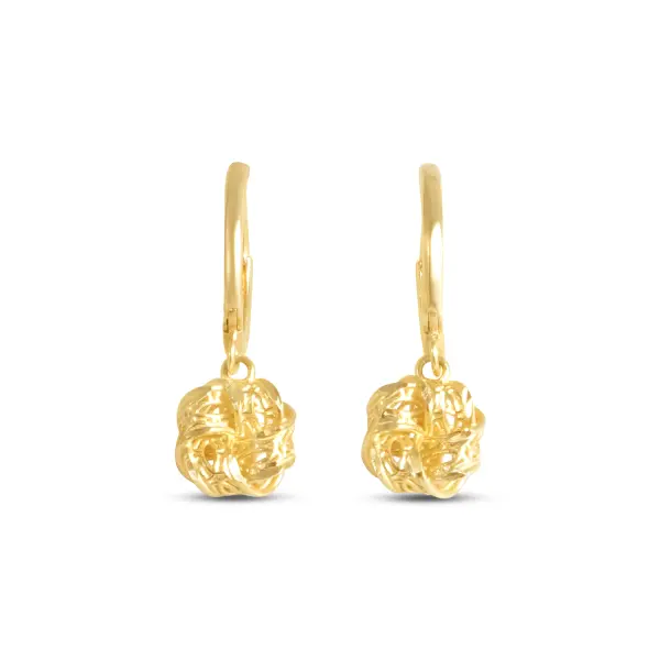 Cercei de aur 14k impletiti Golden Knot Charm