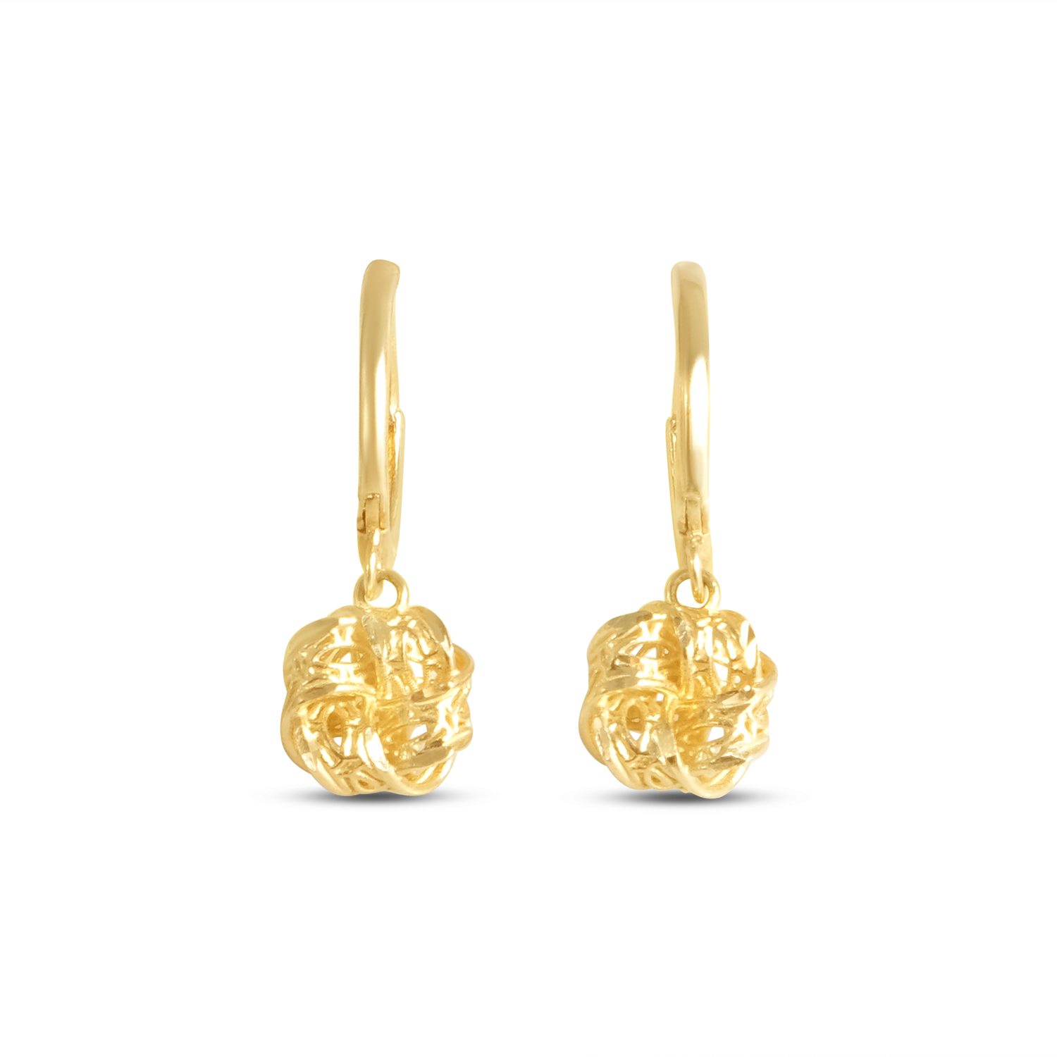 Cercei de aur 14k impletiti Golden Knot Charm