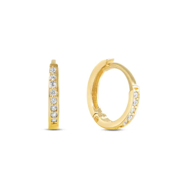 Cercei de aur 14k rotunzi cu pietre Zirconia Golden Petite Circle