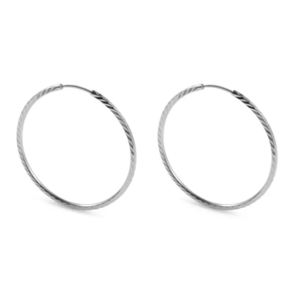 Cercei aur alb 14K rotunzi texturati Silverline Whisper Hoops