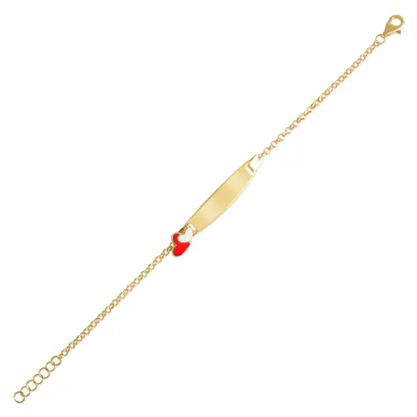 Bratara aur 14K cu inima rosie si alba Little Heart