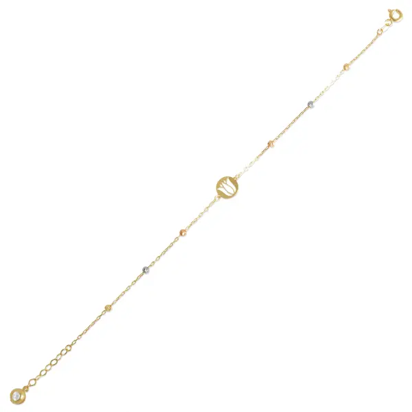 Bratara aur 14K cu bile si piatra Zirconia Tulip Glow