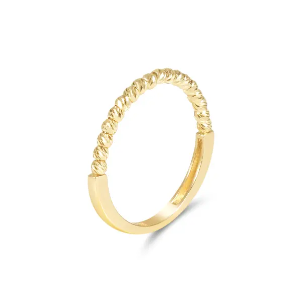 Inel aur 14K cu bile delicate si textura ritmata Golden Beads