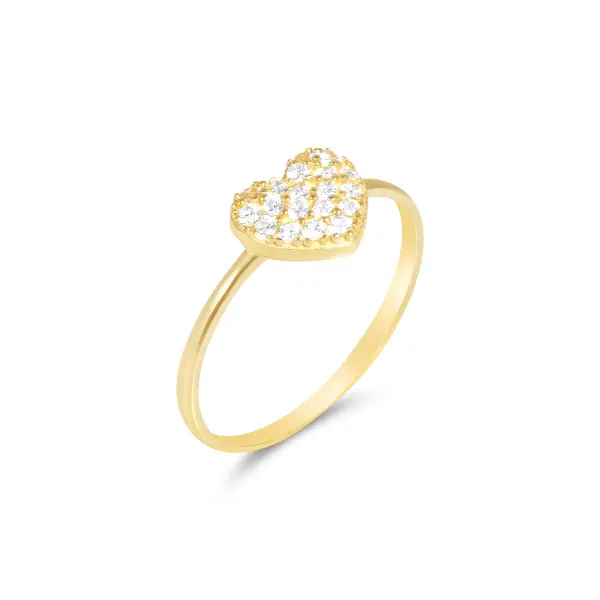 Inel aur 14K galben cu inima si pietre Zirconia Heartlight Spark
