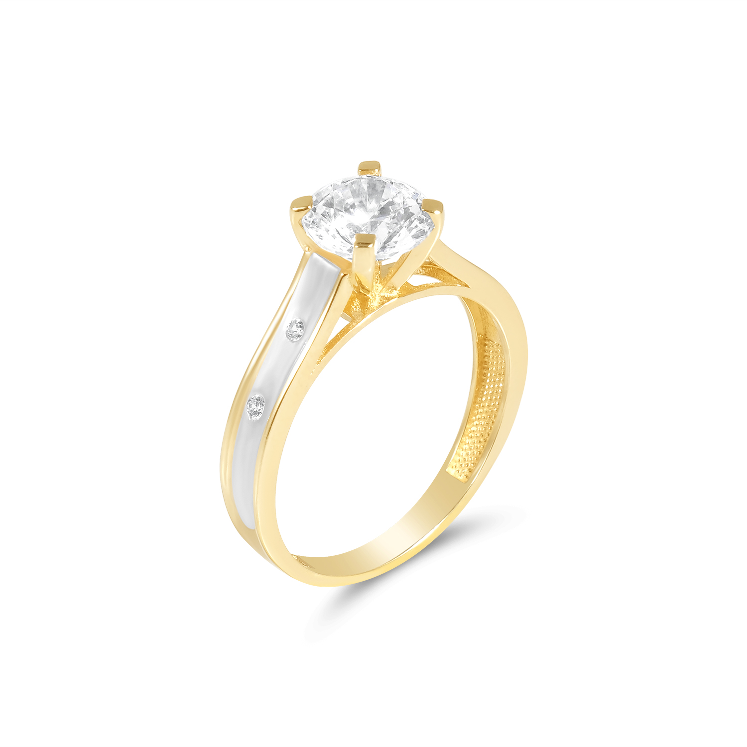 Inel aur 14K cu accente laterale si piatra Zirconia Eternal Spark Promise