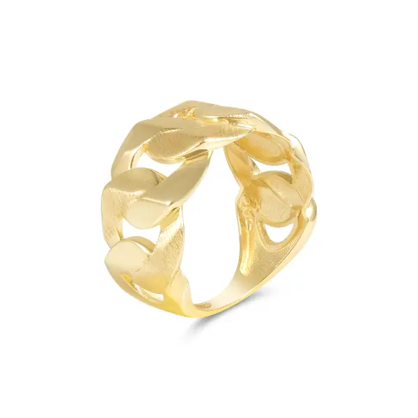 Inel aur 14K cu zale si finisaj texturat Golden Chain