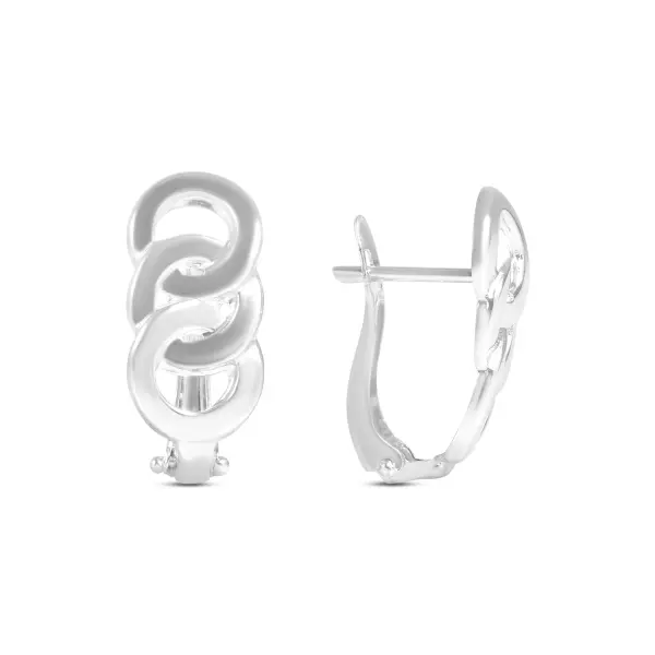 Cercei aur alb 14k cu cercuri Silver Loop Elegance