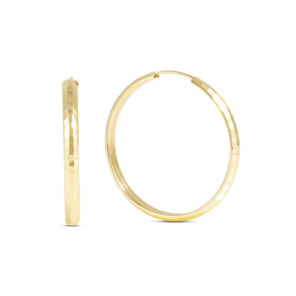 Cercei aur 14K rotunzi cu model texturat Golden Texture Glow