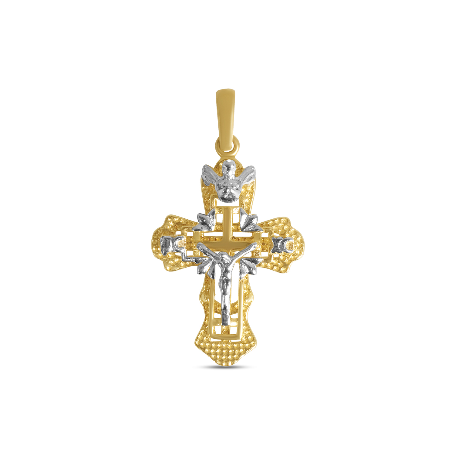 Pandantiv aur 14K cruce cu Iisus si detalii reliefate Divine Grace