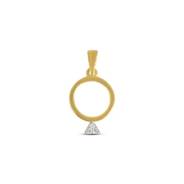 Pandantiv aur 14K in forma de inel de logodna cu pietre zirconia Promise Glow