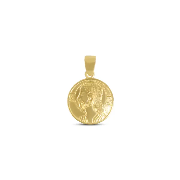 Pandantiv aur 14K rotund cu Hristos gravat Divine Light