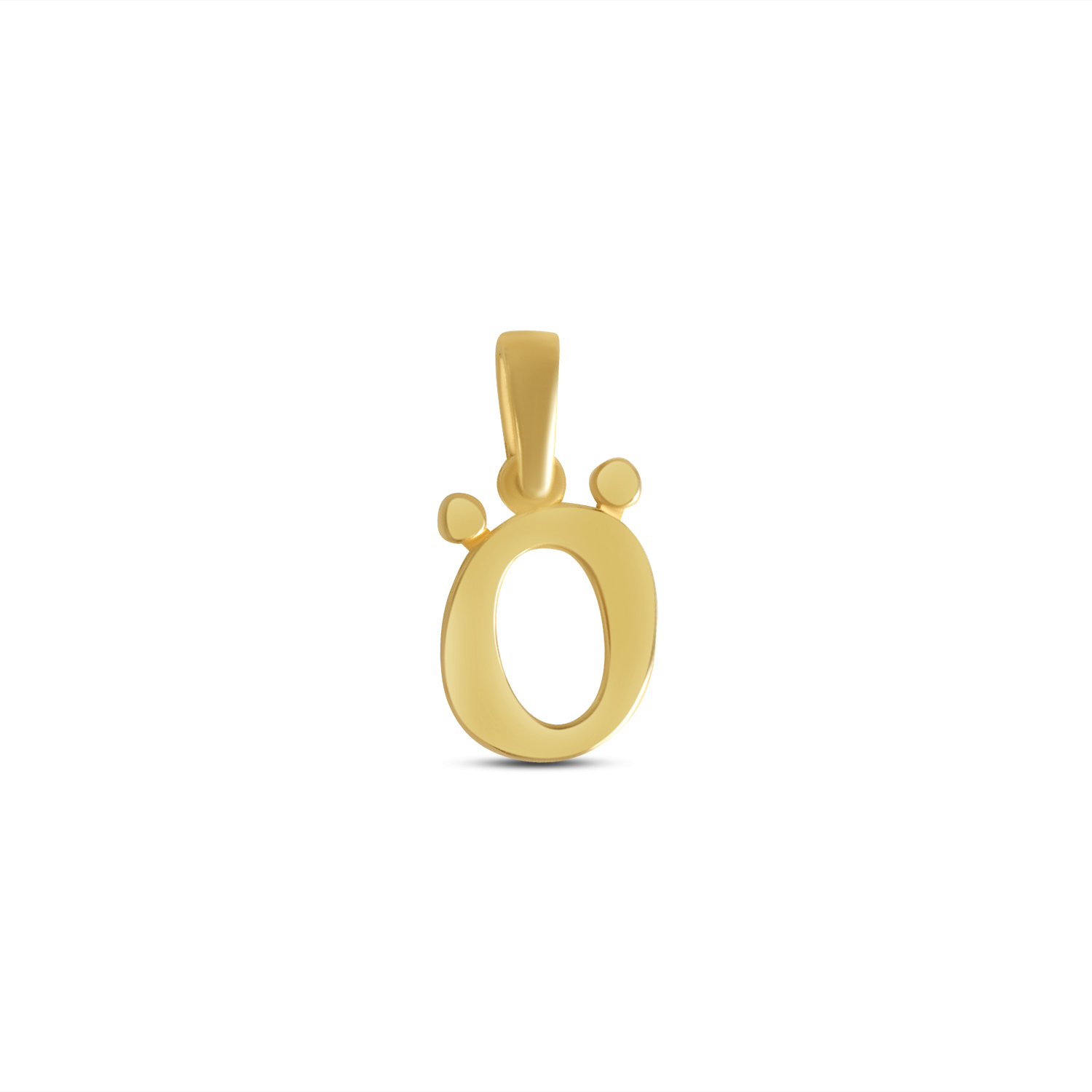 Pandantiv aur 14K litera O cu umlaut design modern Initial Signature