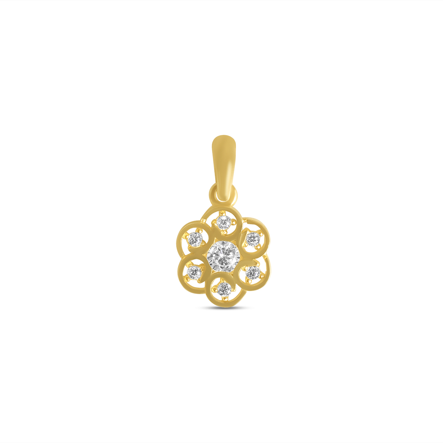 Pandantiv aur 14K in forma de floare cu pietre zirconia Bloom Radiance