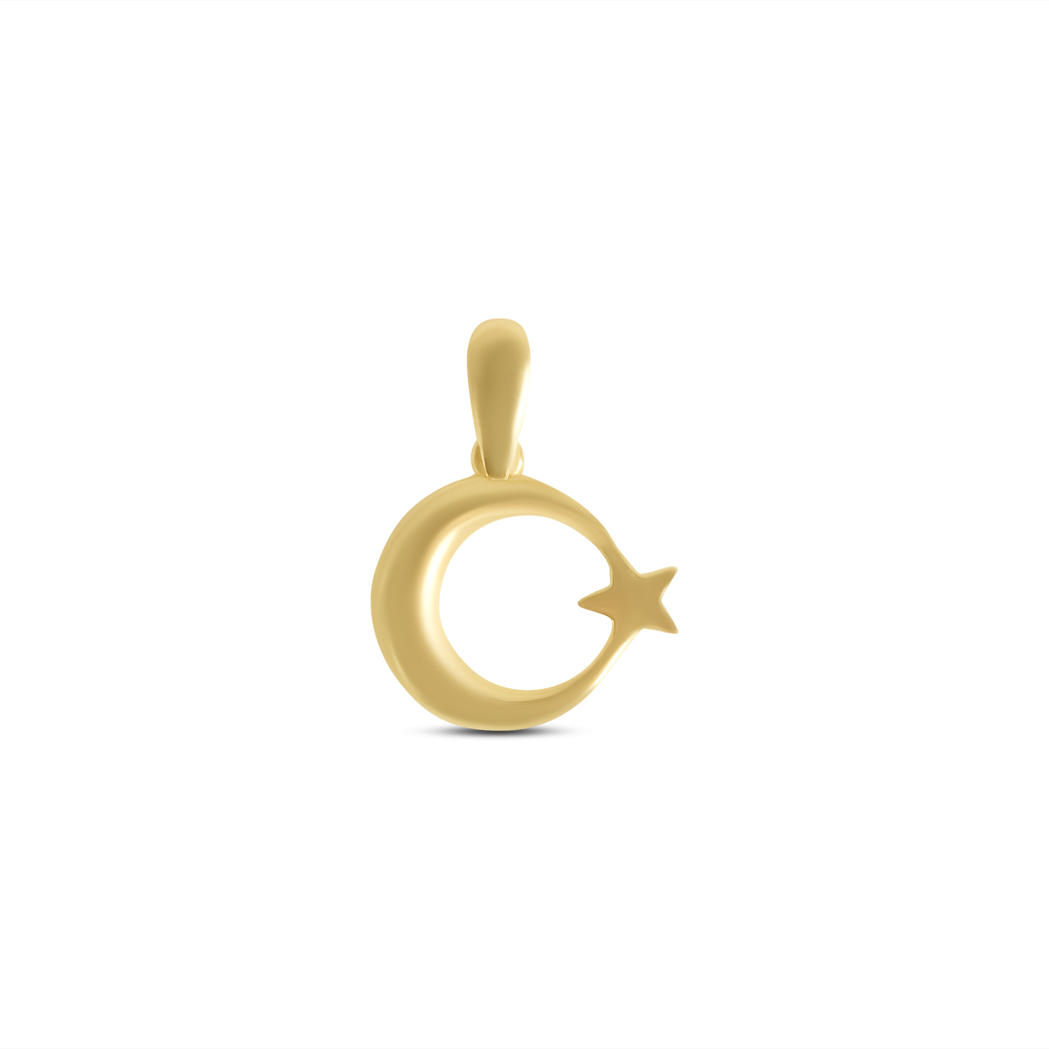 Pandantiv aur 14K semiluna cu stea Celestial Whisper