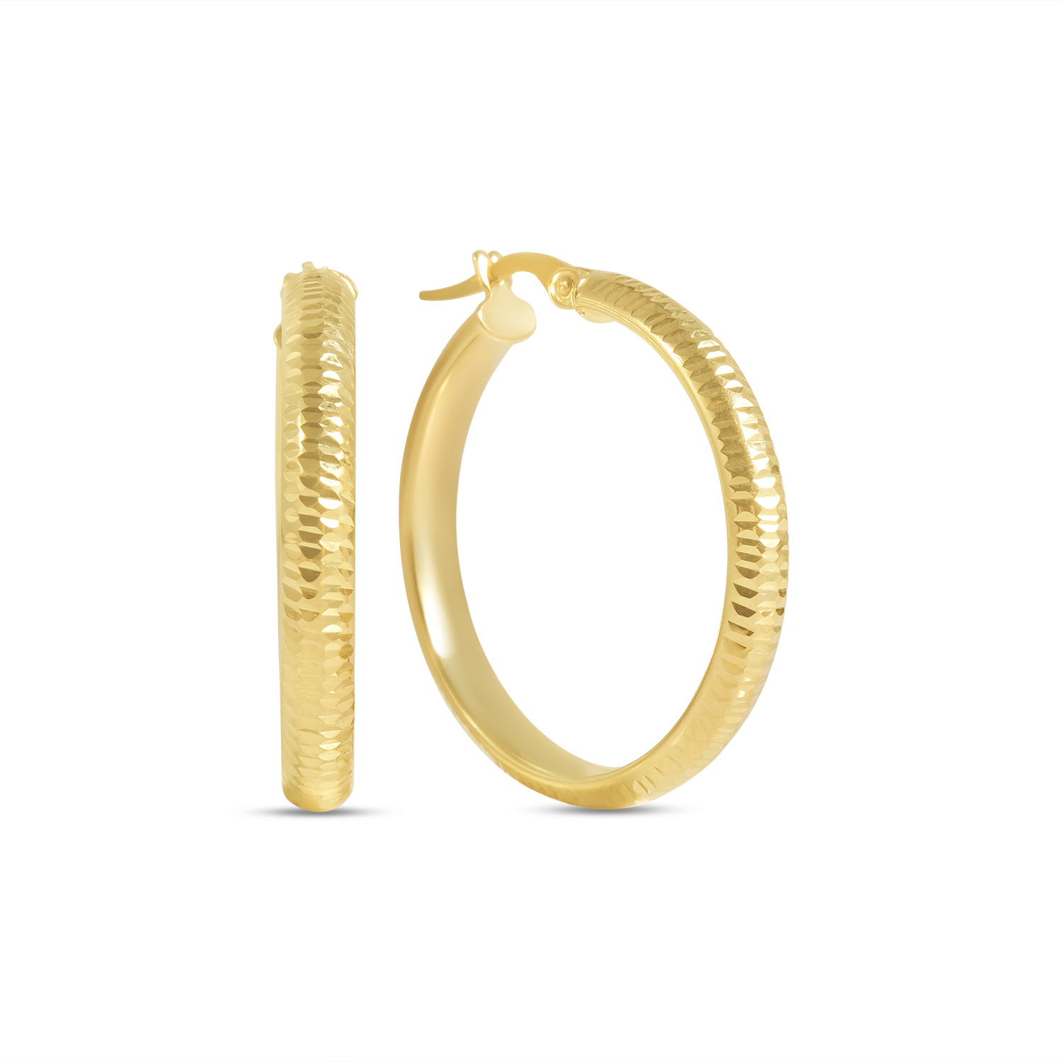 Cercei aur 14K rotunzi cu design texturat Radiant Texture
