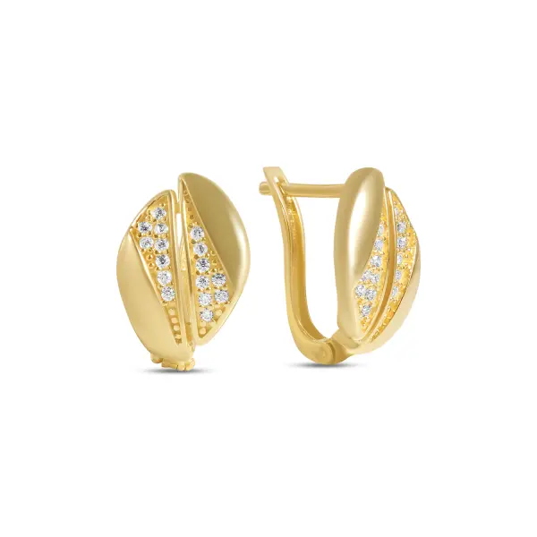 Cercei aur 14K model bob de cafea cu pietre Zirconia Golden Roast