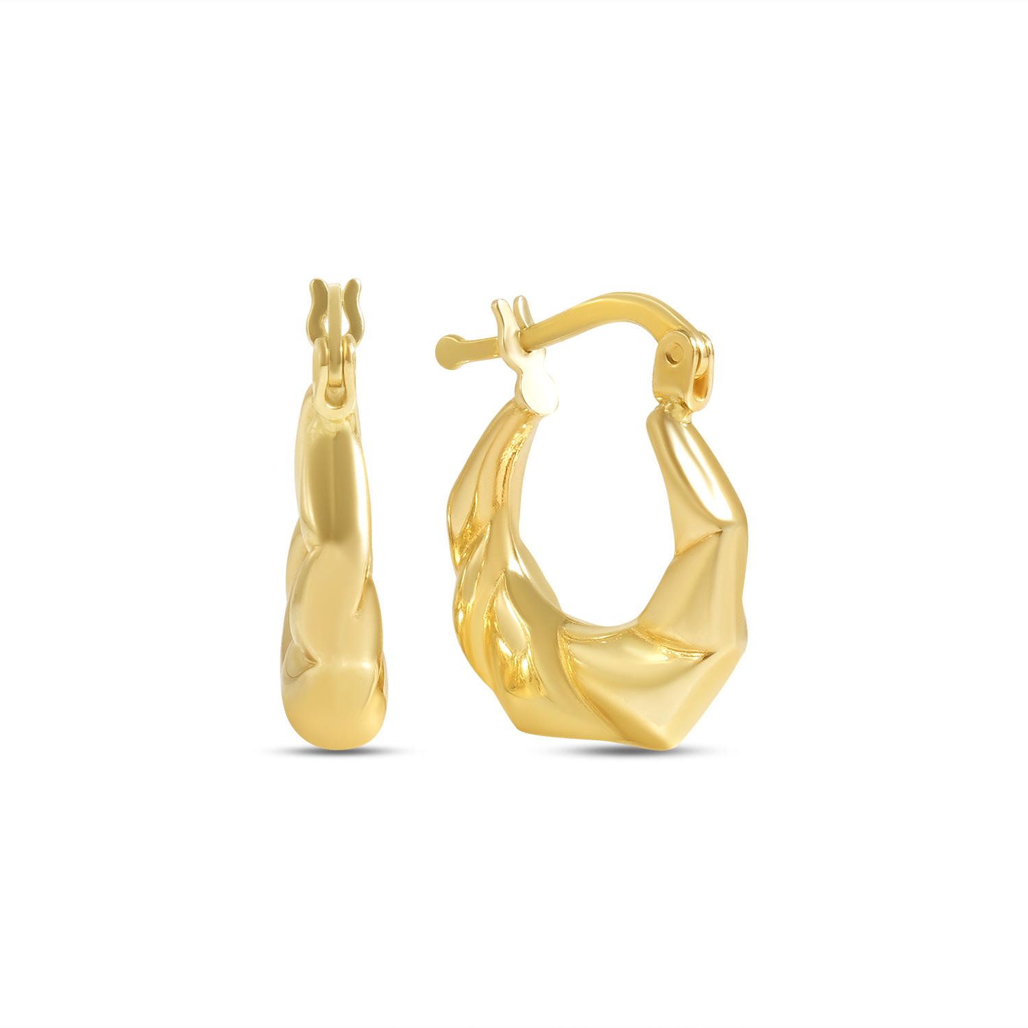 Cercei aur 14K rotunzi cu design modern Twisted Glow