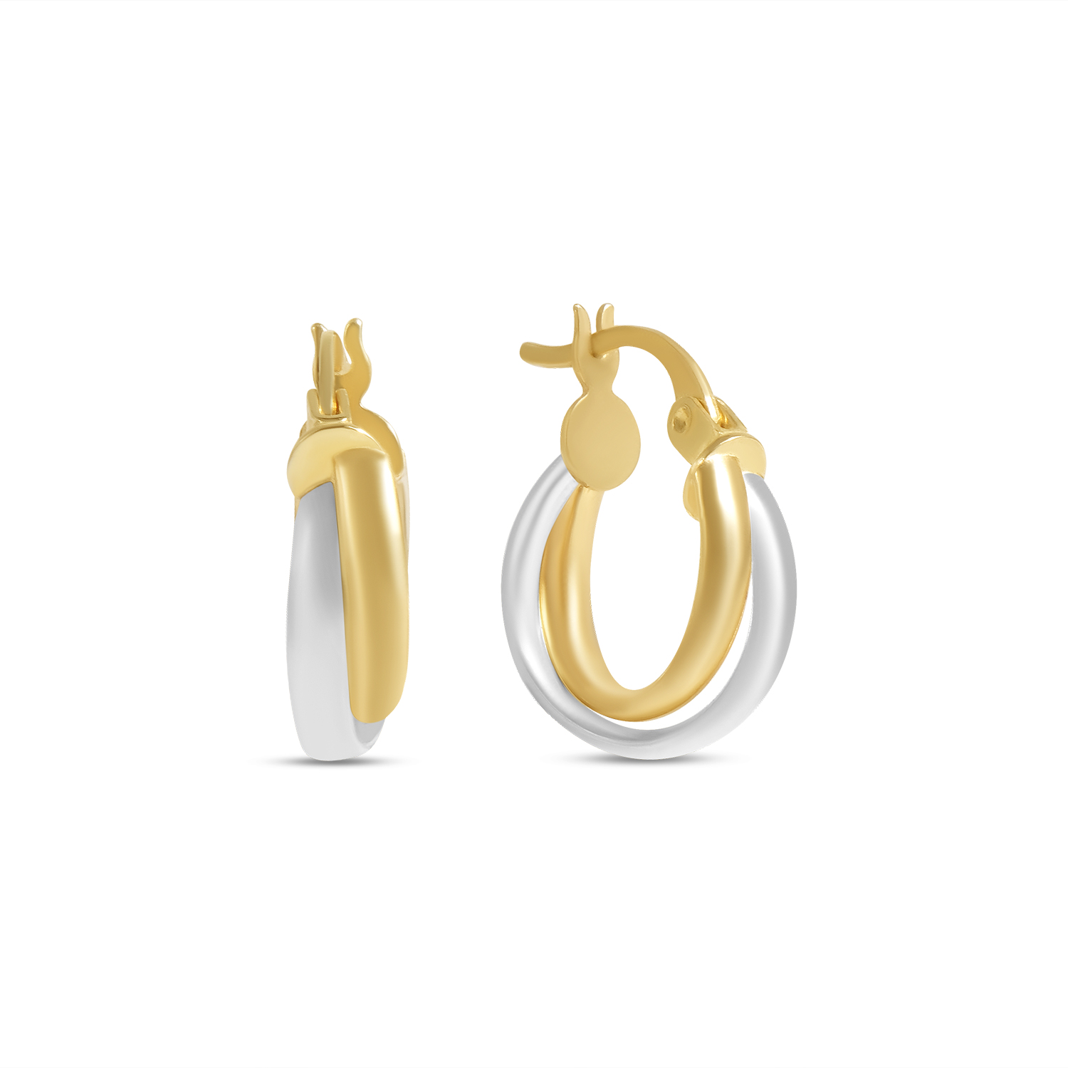 Cercei aur 14K scurti cu linii intrepatrunse Dual Twist