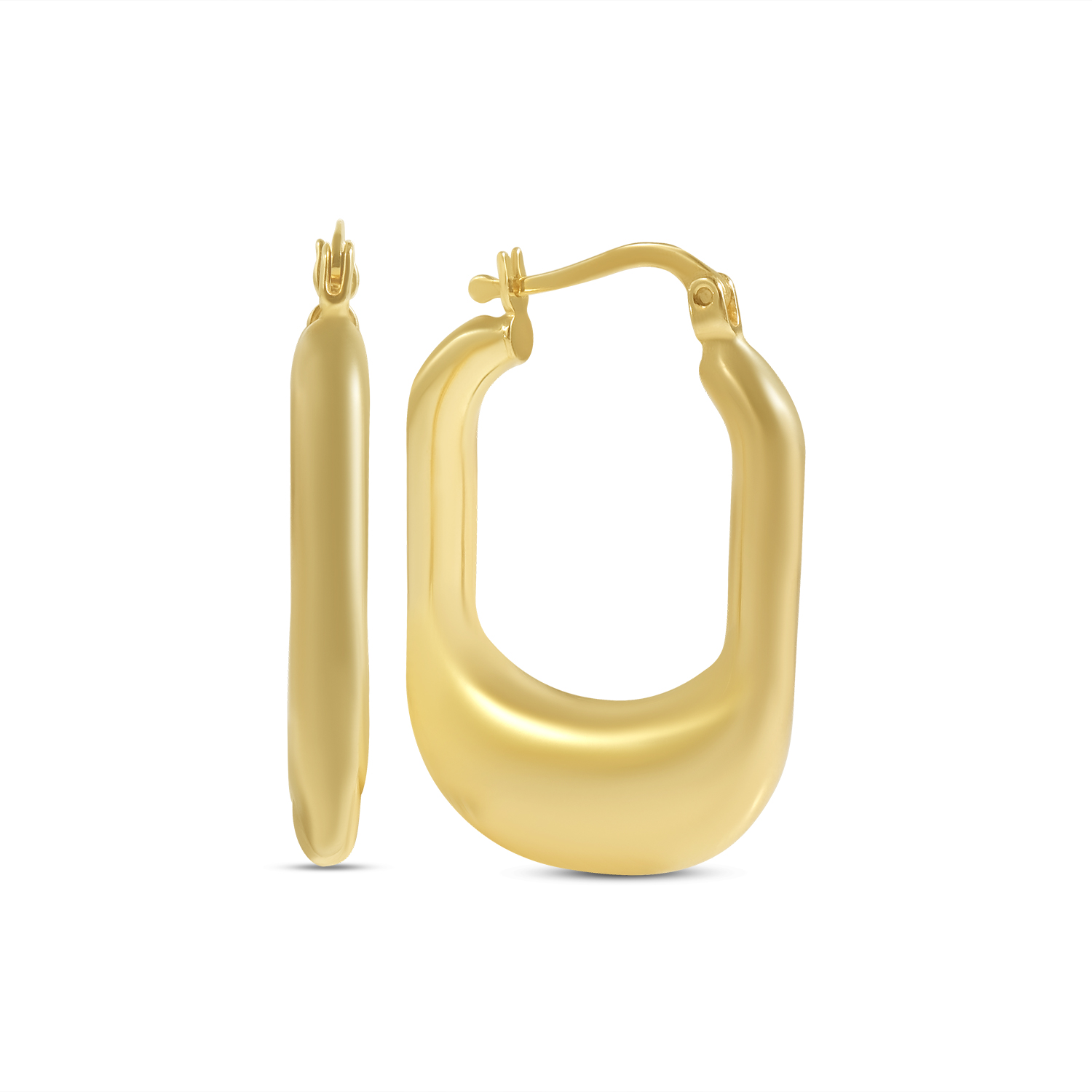 Cercei aur 14K ovali alungiti cu design modern Gloss Frame