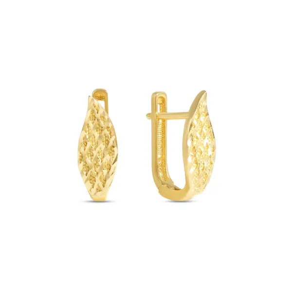 Cercei aur 14K model frunza texturati Golden Leaf Glow