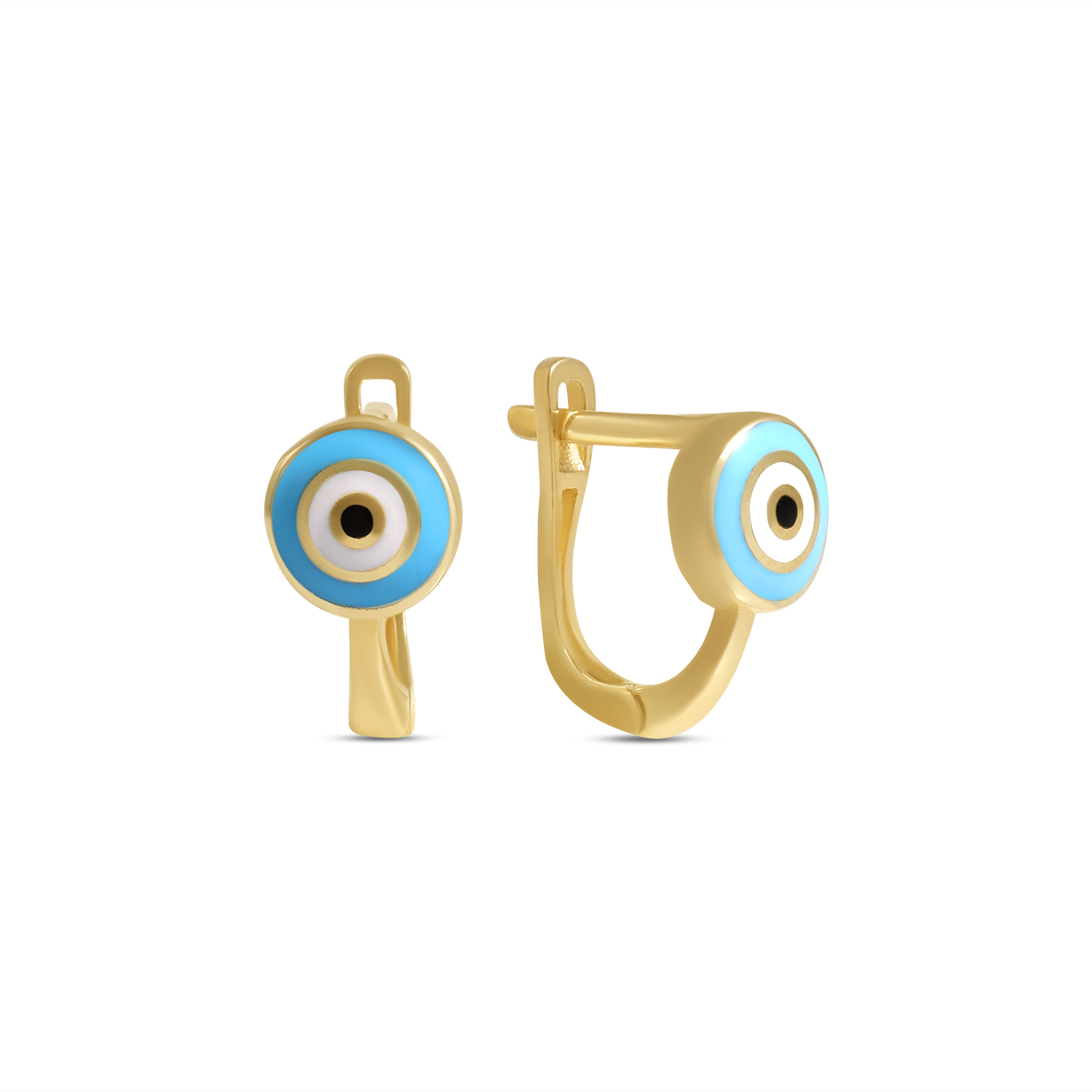 Cercei aur 14K cu email ochi protector Blue Guardian
