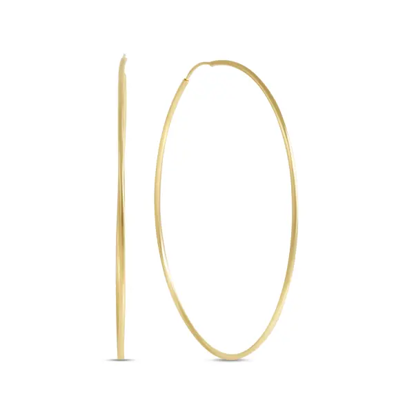Cercei aur 14K rotunzi mari cu profil subtire Golden Circle Icon