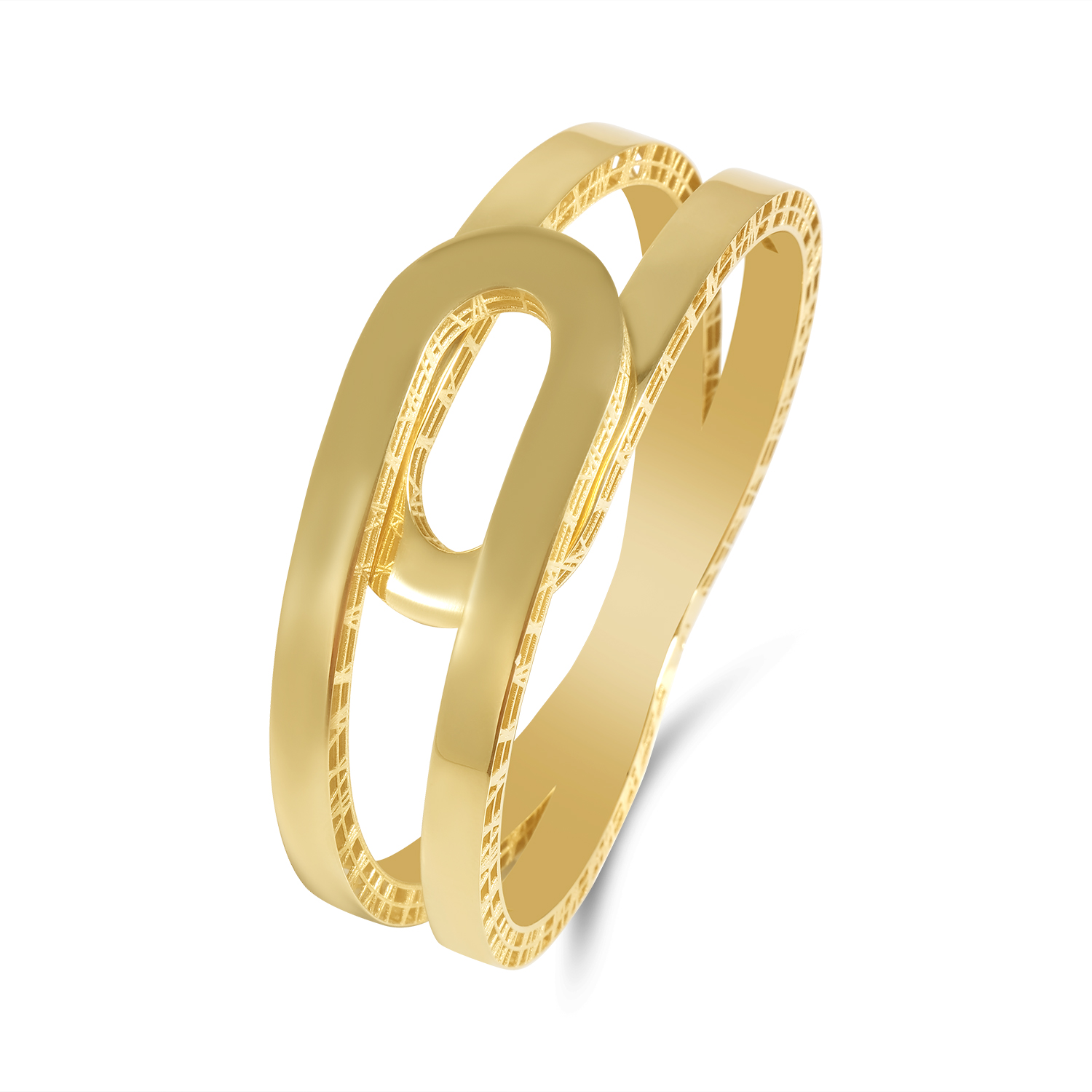 Bratara aur 14k fixa cu design oval suprapus Golden Orbit