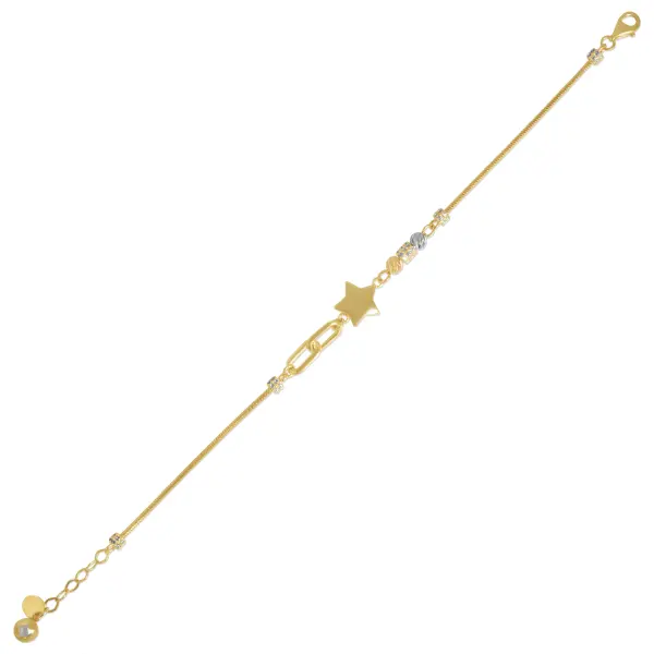 Bratara aur 14K cu pandantiv stea, bile aur alb si roz si pietre Zirconia Celestial Harmony