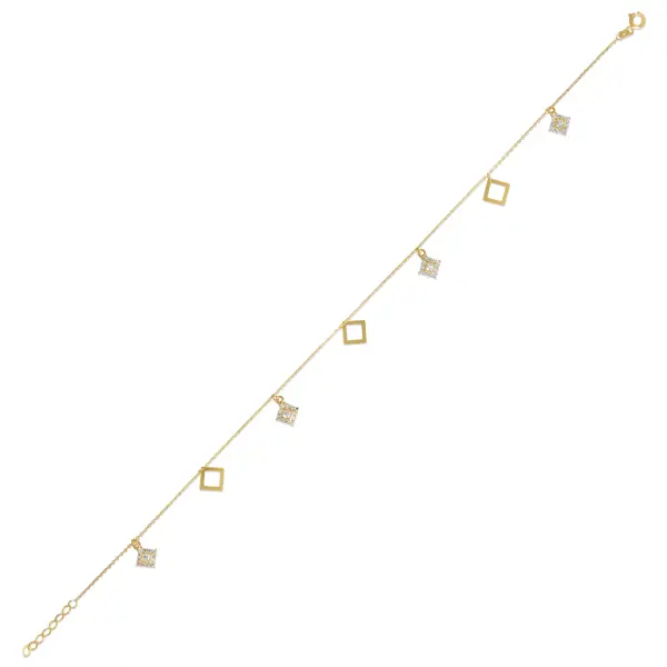 Bratara aur 14K cu stele si pietre Zirconia Golden Star Anklet