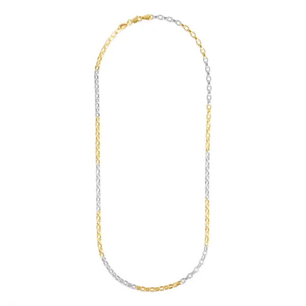 Lant aur 14k bicolor cu zale rotunde Golden Harmony