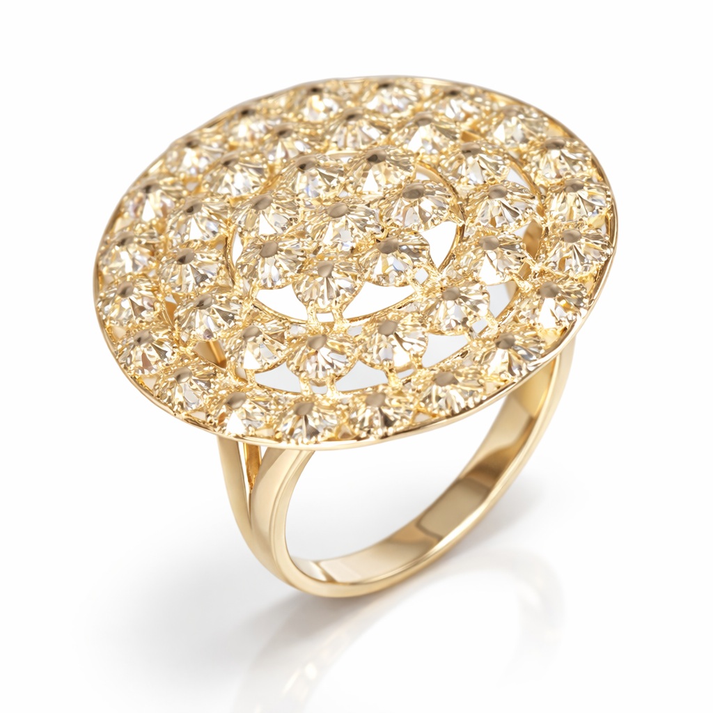 Inel aur 14K rotund cu model perforat si semicercuri Aurora Lace