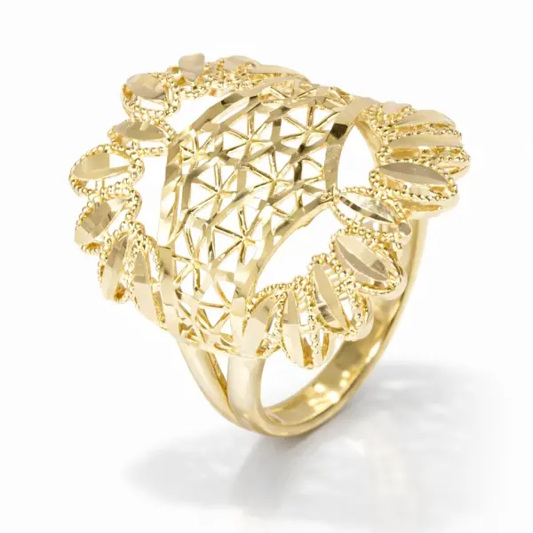 Inel aur 14K design regal cu model filigranat Royal Emblem