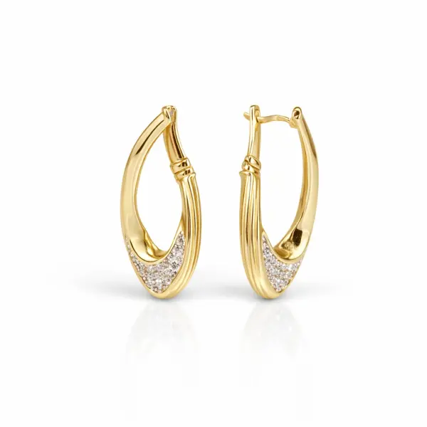 Cercei aur 14K cu design rasucit si pietre Zirconia Twisted Radiance