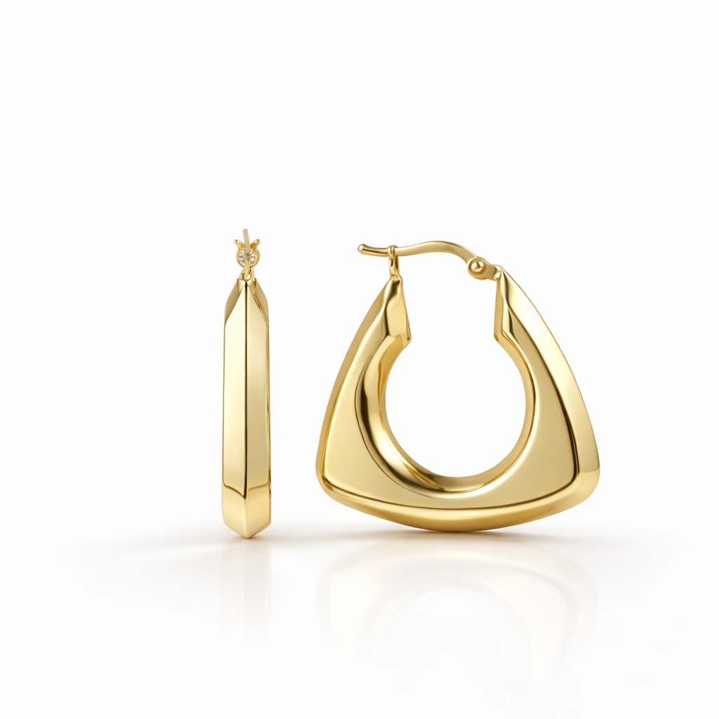 Cercei aur 14K model geometric cu finisaj lucios Modern Edge