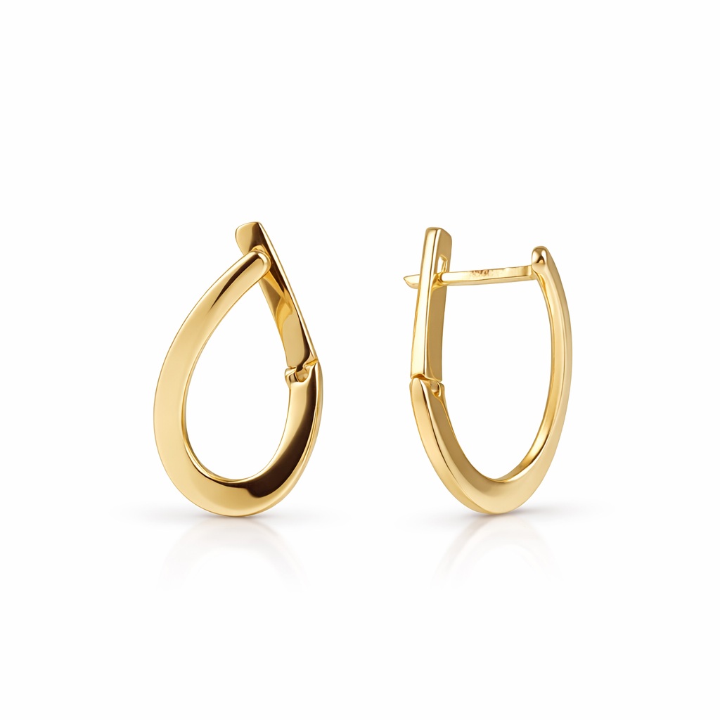 Cercei aur 14K model rasucit cu finisaj lucios Sculpted Twist