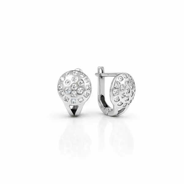 Cercei aur 14K rotunzi cu pietre Zirconia White Halo Glow