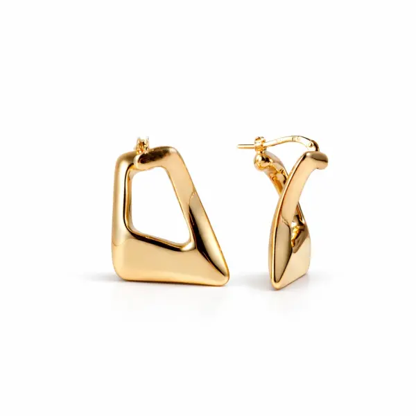 Cercei aur 14K model 3D cu design geometric sculptural Bold Dimension